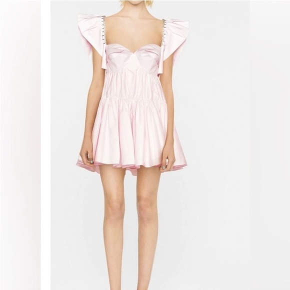 AREA Crystal Trim Poplin Mini Dress size 4 - Picture 3 of 12